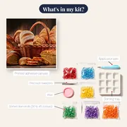 Basket of Rustic Breads Diamond Painting – kit contents