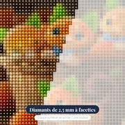 Panier de Chats Pêches : Broderie Diamant Kawaii – gros plan des diamants