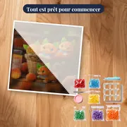 Panier de Chats Pêches : Broderie Diamant Kawaii – kit prêt à commencer