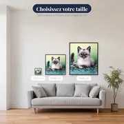 Chaton Siamois aux Fleurs Bleues – tailles disponibles