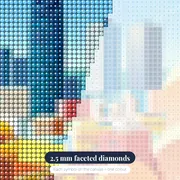 Vibrant Barcelona: Agbar Tower and Park Güell in Diamond Painting – diamond close-up