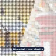 Rouge-gorge de Noël sous la Lune – gros plan des diamants