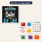 Glimlach naar de Wereld: Motiverende Diamond Painting – inhoud van het pakket