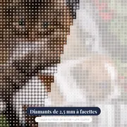 Amis d'Automne : Chat Tigré et Chiot au Panier – gros plan des diamants