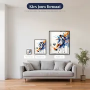 Dynamische Voetbalactie in Aquarel Spatwerk – beschikbare formaten