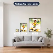 Junge mit Fußball im Aquarellstil – verfügbare Größen