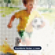 Junge mit Fußball im Aquarellstil – Nahaufnahme der Steine