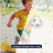 Jonge Voetballer Met Bal In Aquarel – close-up van de steentjes