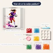 Vrouwelijke Voetballer in Dynamische Sprint – inhoud van het pakket