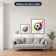 Dynamischer Fußball im Aquarell-Farbsplatter – verfügbare Größen