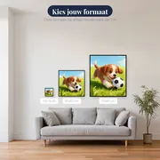 Speelse Puppy Met Voetbal Op Het Veld – beschikbare formaten