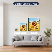 Fröhlicher Löwe Am Fußball – verfügbare Größen