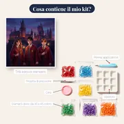 Harry, Hermione e Ron davanti a Hogwarts – contenuto del kit