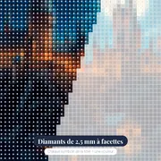 Poudlard la nuit au-dessus du lac noir – gros plan des diamants