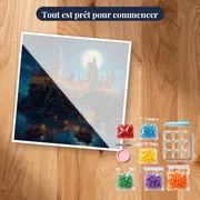 Poudlard la nuit au-dessus du lac noir – kit prêt à commencer