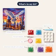 Hedwig Flying Over Snowy Hogwarts Castle – kit contents
