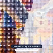 Hedwige survolant Poudlard au crépuscule – gros plan des diamants