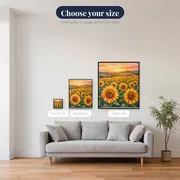 Golden Sunset Over Vast Sunflower Field – available sizes