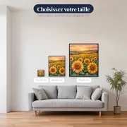 Champ de tournesols au coucher du soleil – tailles disponibles