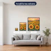 Vasto campo di girasoli al tramonto – misure disponibili