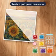 Champ de tournesols au coucher du soleil – kit prêt à commencer