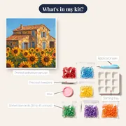 Provencal Farmhouse With Golden Sunflowers – kit contents