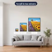 Campi di lavanda e girasoli con albero solitario – misure disponibili