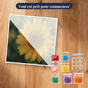 Gros plan tournesol et abeille butineuse – kit prêt à commencer