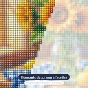 Bouquet de tournesols dans un bocal en verre – gros plan des diamants