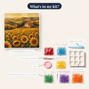 Tuscan Sunflower Field With Cypress Trees – kit contents