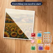 Tuscan Sunflower Field With Cypress Trees – kit ready to start