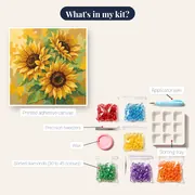 Three Sunflowers In Soft Watercolor Splashes – kit contents