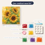 Trois tournesols en aquarelle douce et lumineuse – contenu du kit