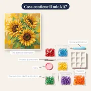 Tre Girasoli in Acquerello Morbido – contenuto del kit
