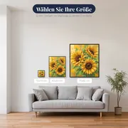 Drei Sonnenblumen in lockerem Aquarellstil – verfügbare Größen