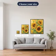 Three Sunflowers In Soft Watercolor Splashes – available sizes