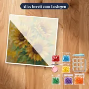 Drei Sonnenblumen in lockerem Aquarellstil – Set bereit zum Loslegen
