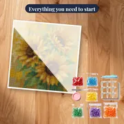 Three Sunflowers In Soft Watercolor Splashes – kit ready to start