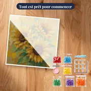 Trois tournesols en aquarelle douce et lumineuse – kit prêt à commencer