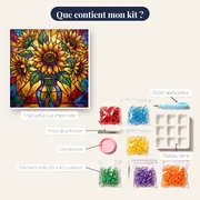 Bouquet de tournesols style vitrail aux couleurs éclatantes – contenu du kit