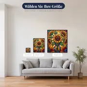 Sonnenblumenstrauß im bunten Glasfenster-Stil – verfügbare Größen