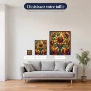 Bouquet de tournesols style vitrail aux couleurs éclatantes – tailles disponibles