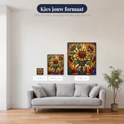 Boeket in glas-in-loodstijl met zonnebloemen – beschikbare formaten