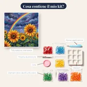 Girasoli sotto l'arcobaleno dopo il temporale – contenuto del kit