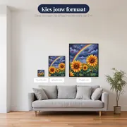 Zonnebloemen Onder Regenboog Na De Storm – beschikbare formaten