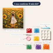 Donna con cappello di paglia tra i girasoli – contenuto del kit