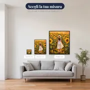 Donna con cappello di paglia tra i girasoli – misure disponibili