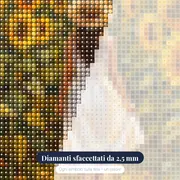 Donna con cappello di paglia tra i girasoli – primo piano dei diamanti