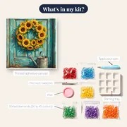 Sunflower Wreath on Turquoise Door – kit contents