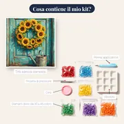 Ghirlanda di girasoli su porta turchese – contenuto del kit